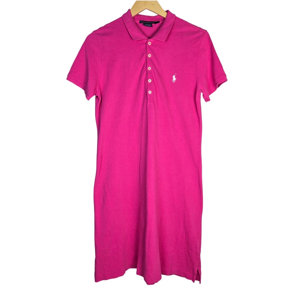 Ralph Lauren Sport Pink Cotton Pique Short Sleeve Polo Dress Large